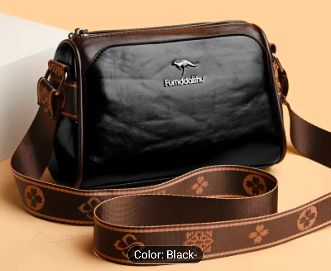 brand new stylish women Black Leather Shoulder Bag thumbnail