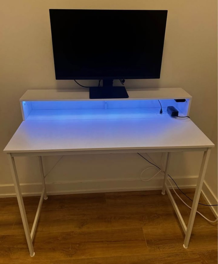 Gaming Desk with Built-in Power Outlets