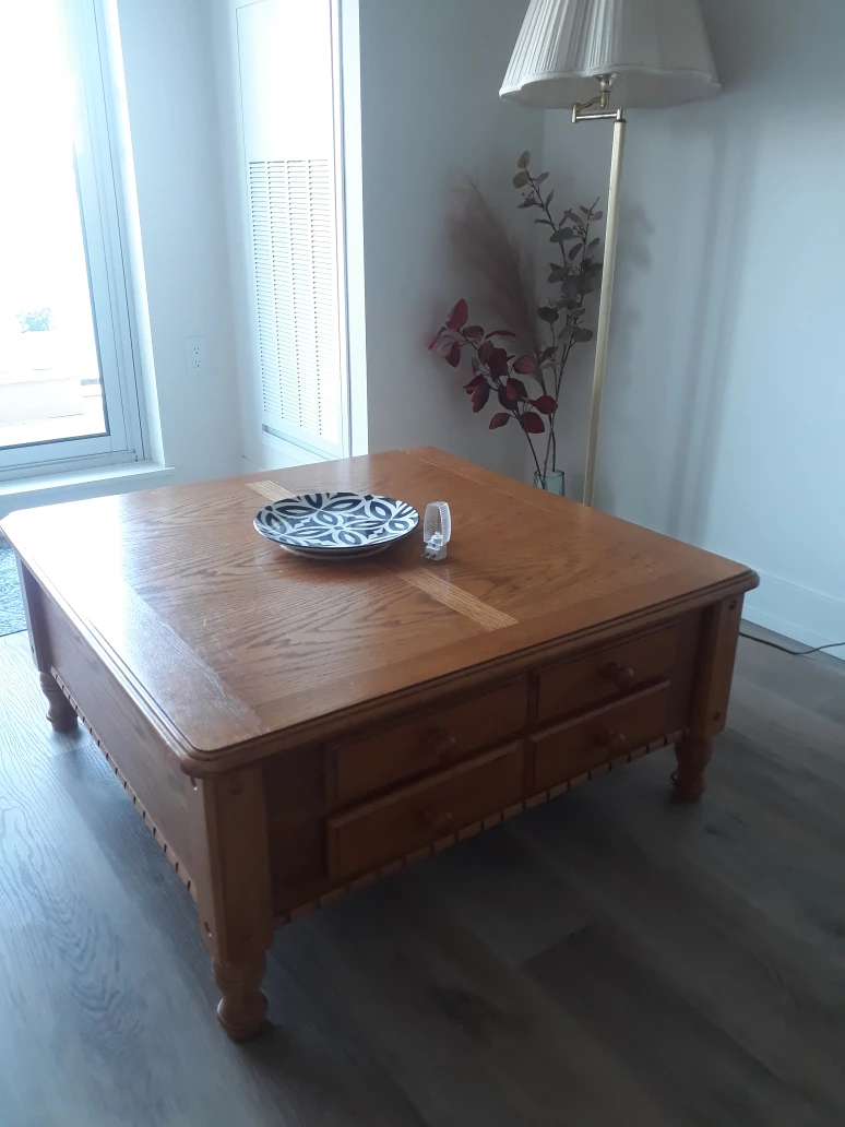 Wooden Coffee Table with Drawers