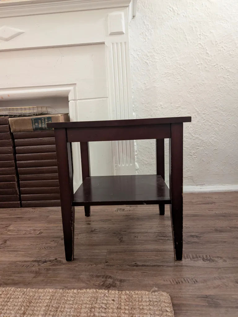 Dark Brown End Table with Shelf thumbnail
