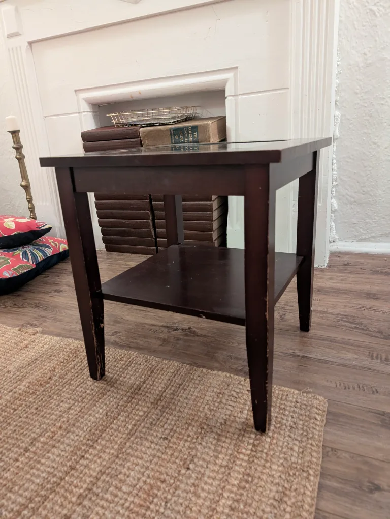Dark Brown End Table with Shelf image indicator(3)
