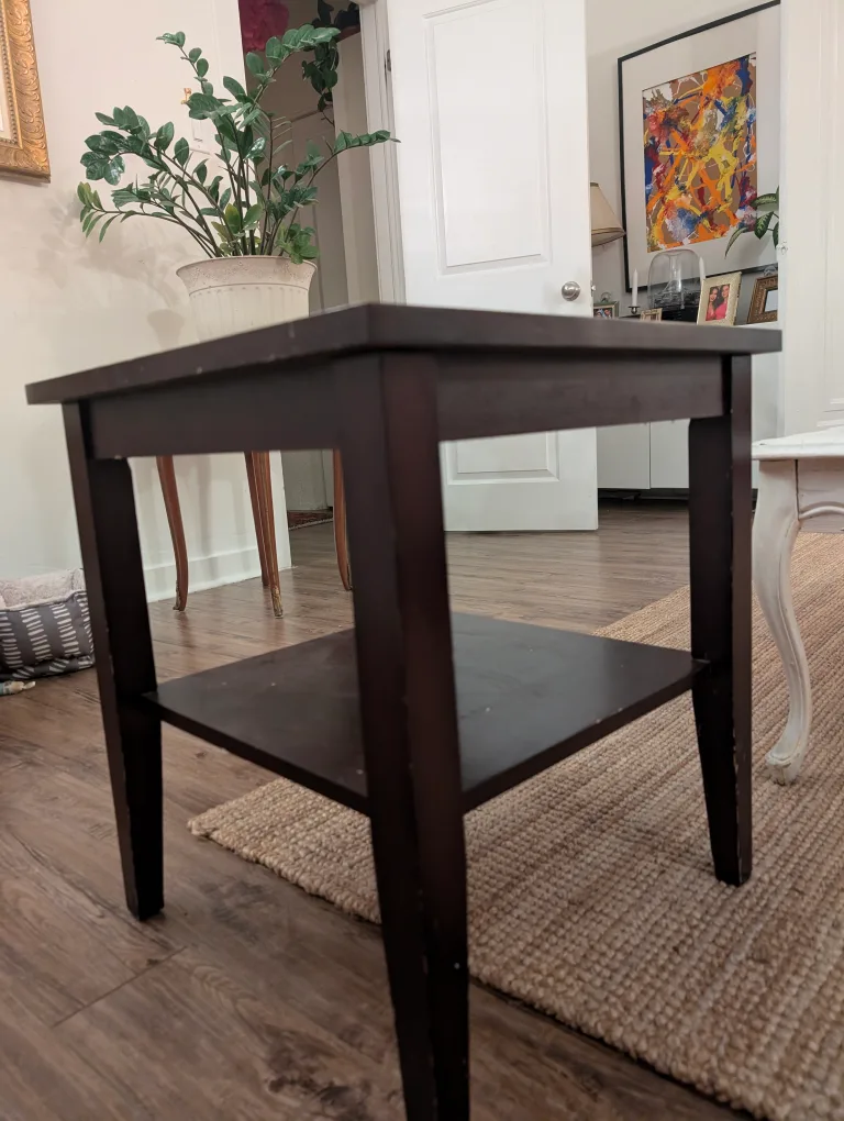 Dark Brown End Table with Shelf image indicator(4)