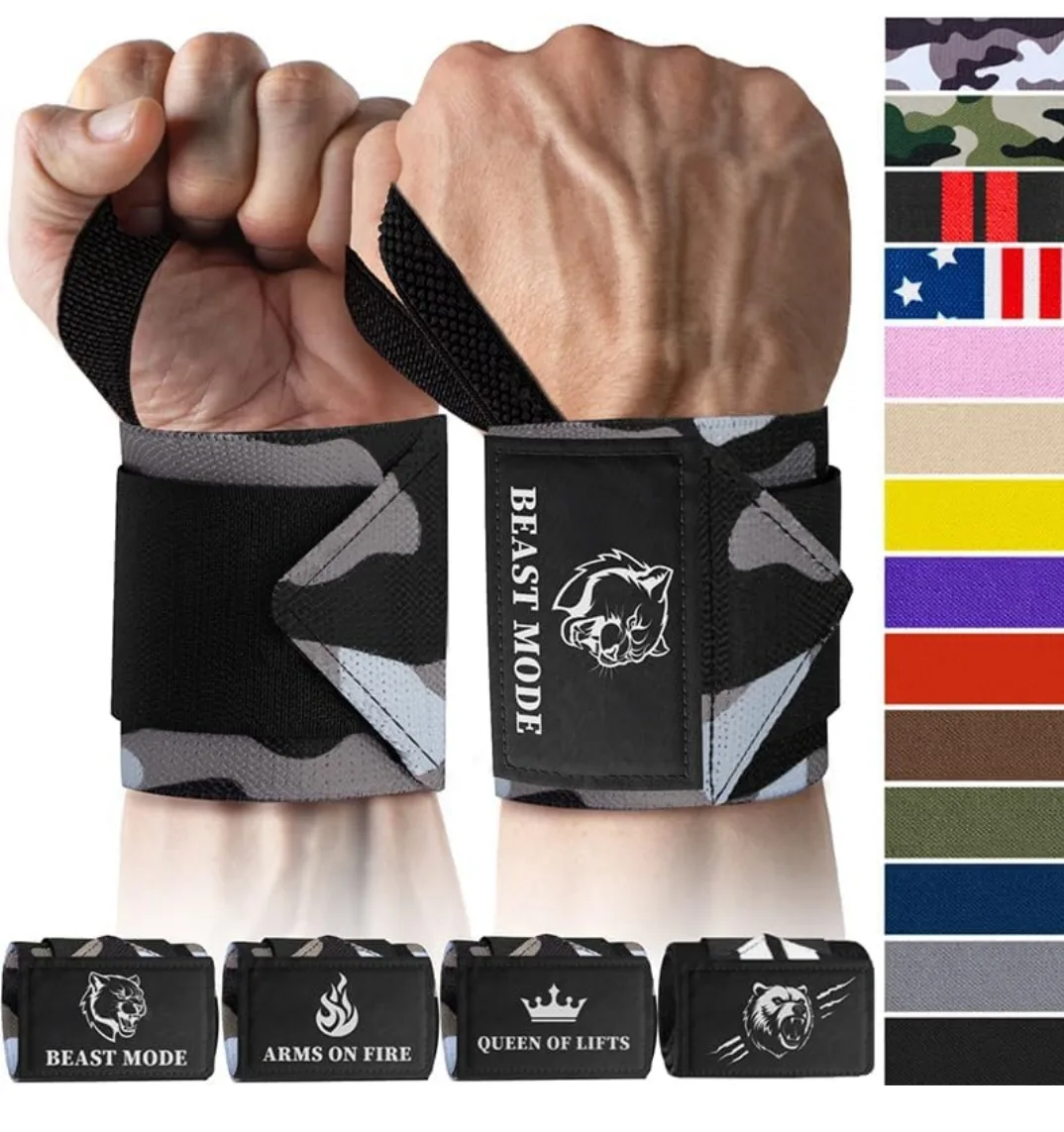 New TECEUM 12" Black Camo Wrist Wraps image indicator(7)