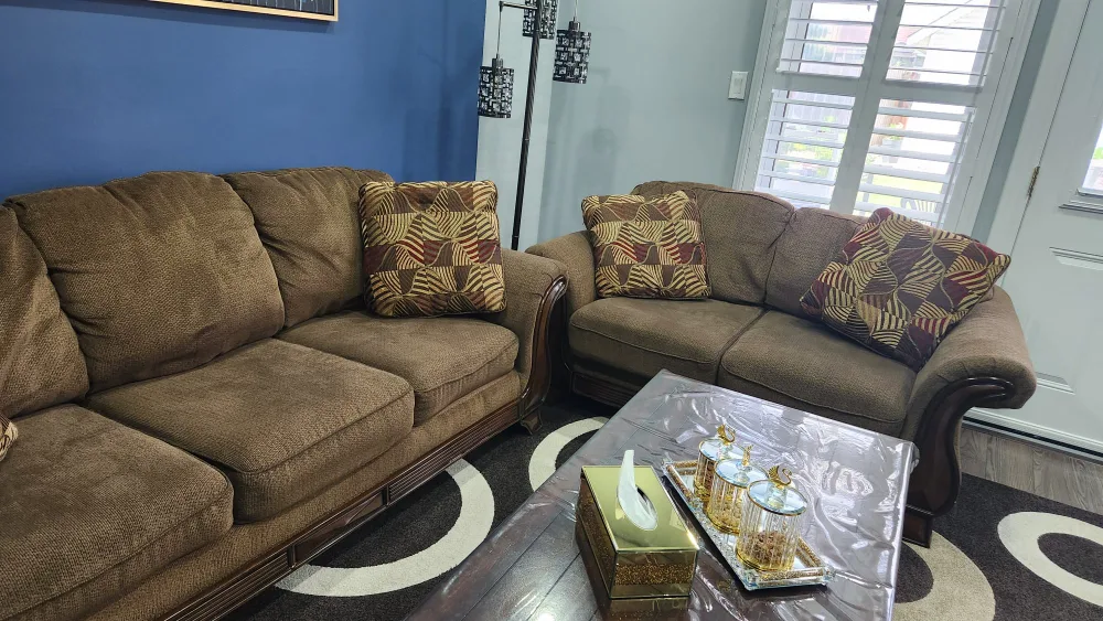 Brown Sofa rug and table thumbnail