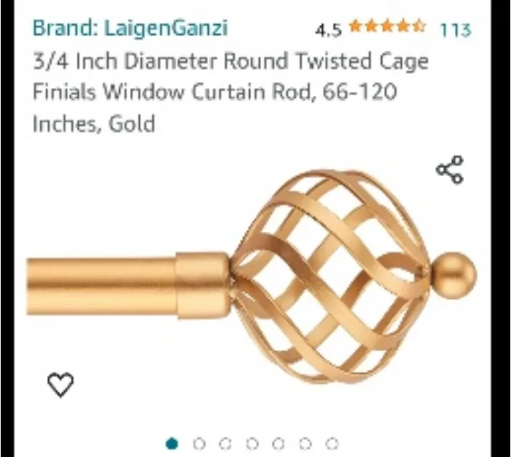 LaigenGanzi Gold Curtain Rod 28-48 inches thumbnail