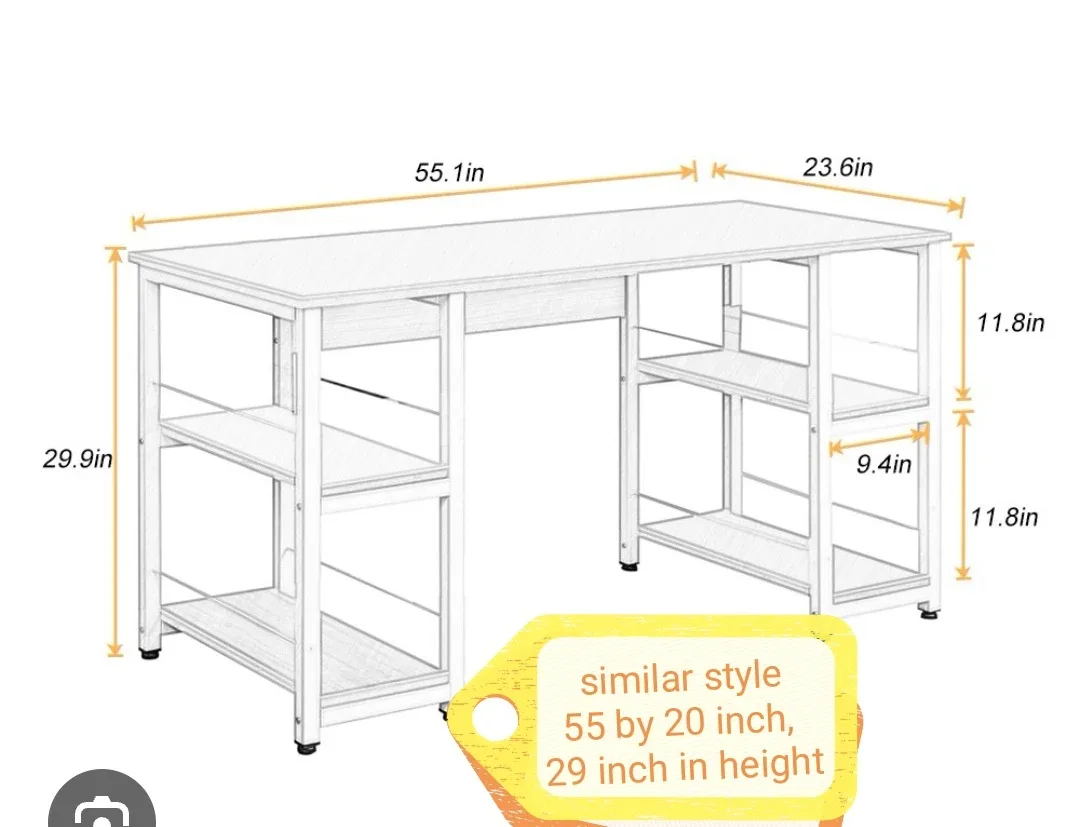 Function Home 55 Inch Computer Desk - White Oak thumbnail
