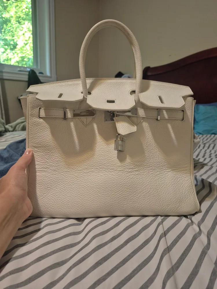 White Leather Tote Bag thumbnail