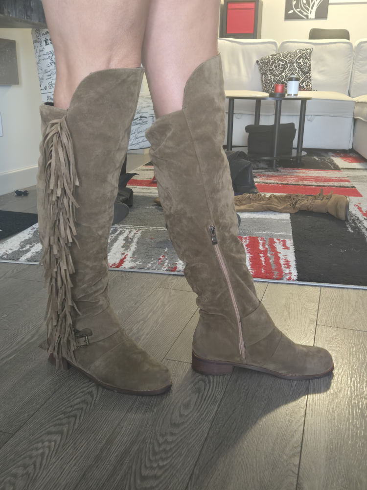 Fringe Suede Knee-High Boots - photo 2