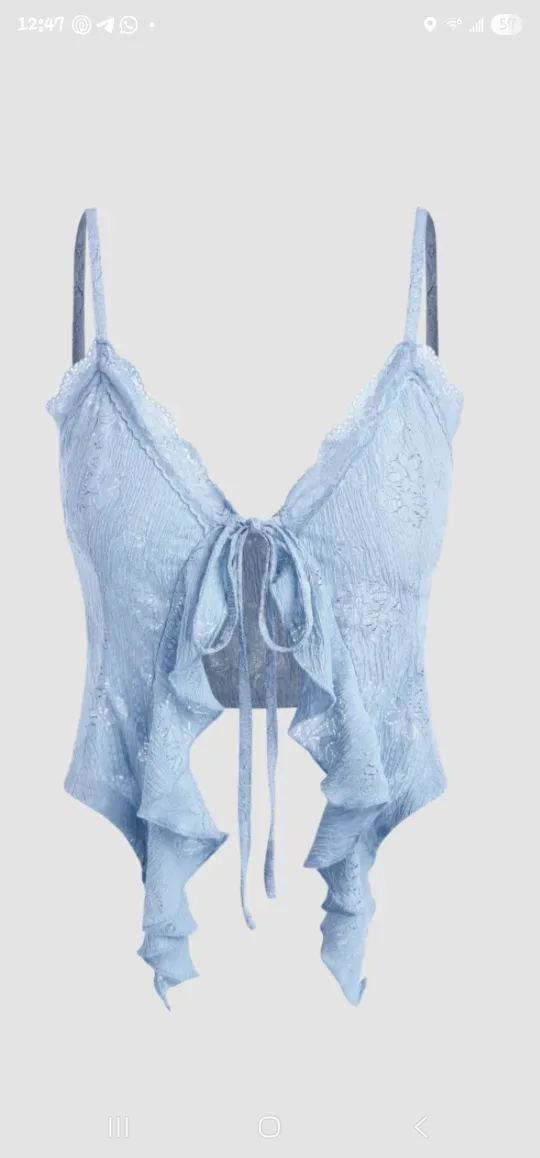 Cider Skyblue Ruffle Hem Cami Top - XS thumbnail