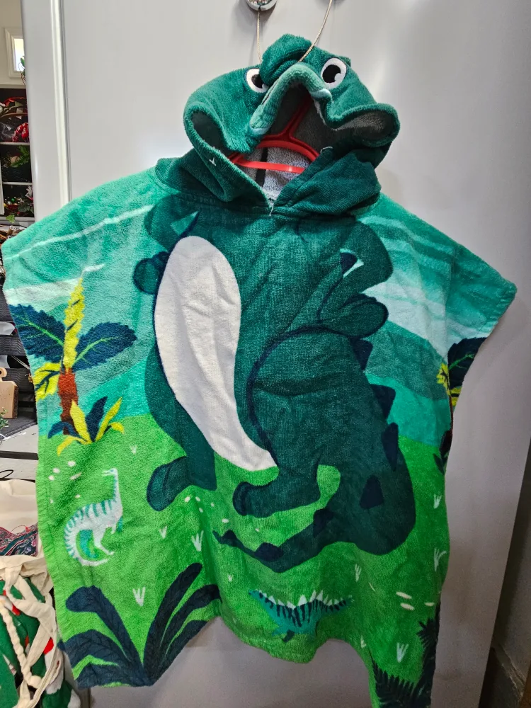 Dinosaur Hooded Kids Towel Poncho thumbnail