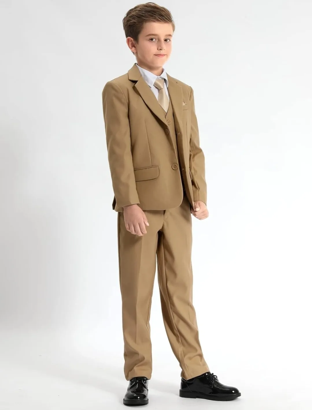 Boys Size 12 Khaki Formal 5-Piece Suit Set | Wedding, Graduation image indicator(3)