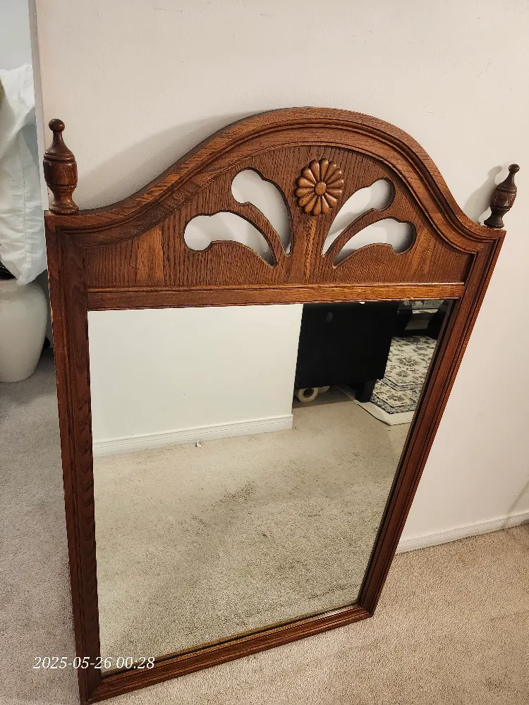 Vintage Wooden Framed large Mirror image indicator(2)