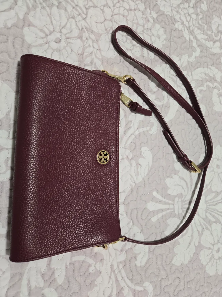 Tory Burch Burgundy Leather Crossbody Bag thumbnail