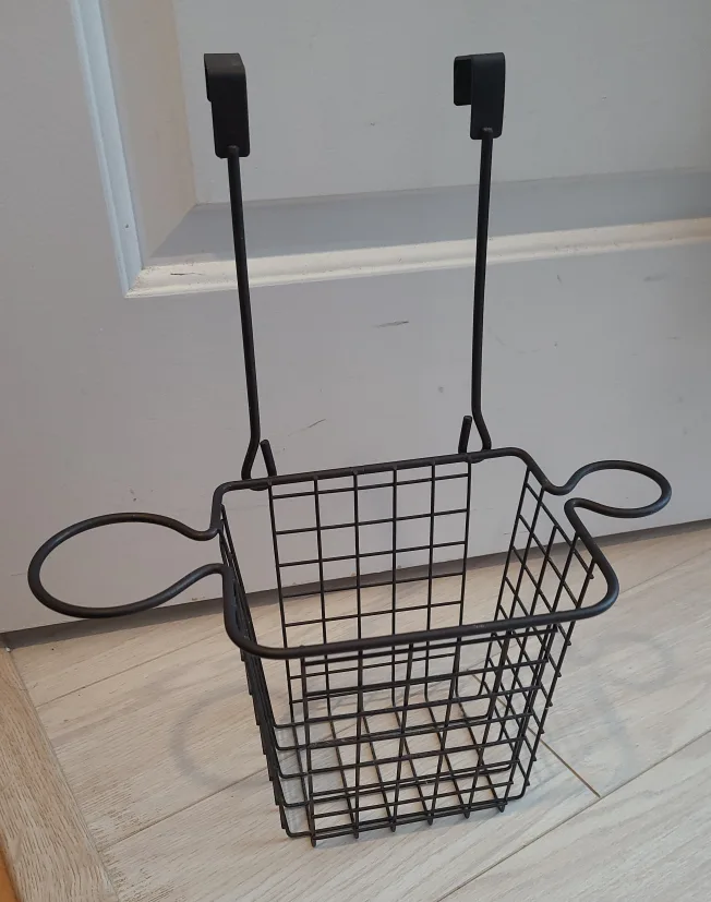 Over-the-Door Basket Organizer - Black Metal thumbnail