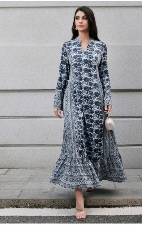 Floral Print Long Sleeve Maxi Dress thumbnail