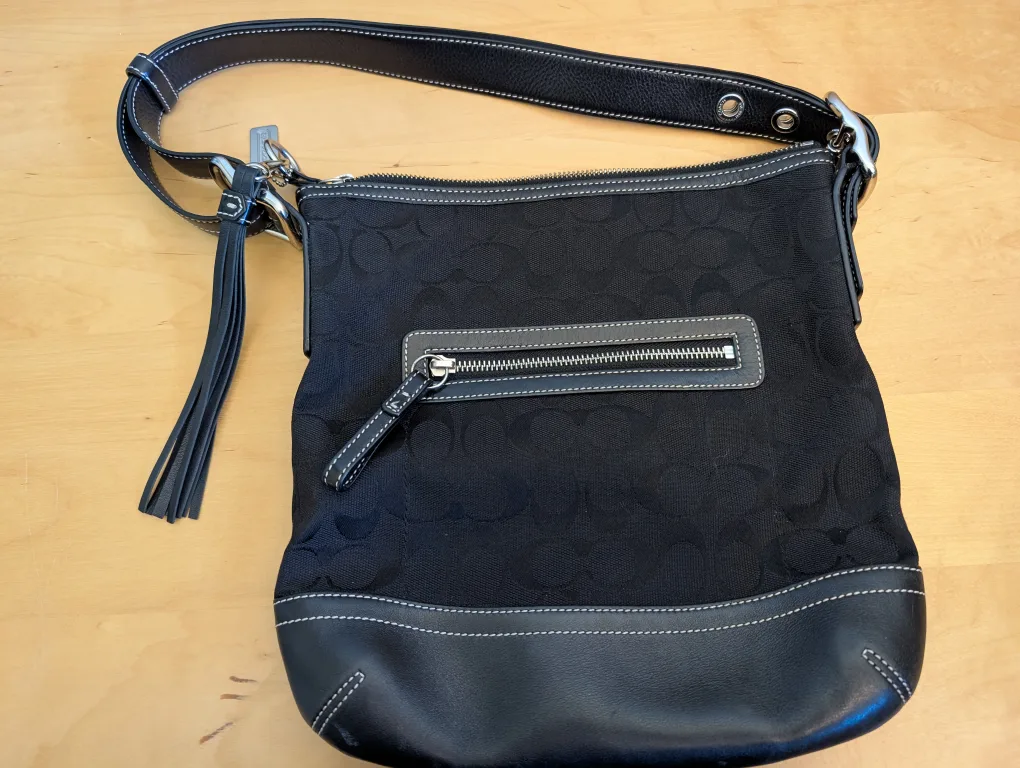 Coach Black Canvas & Leather Handbag thumbnail