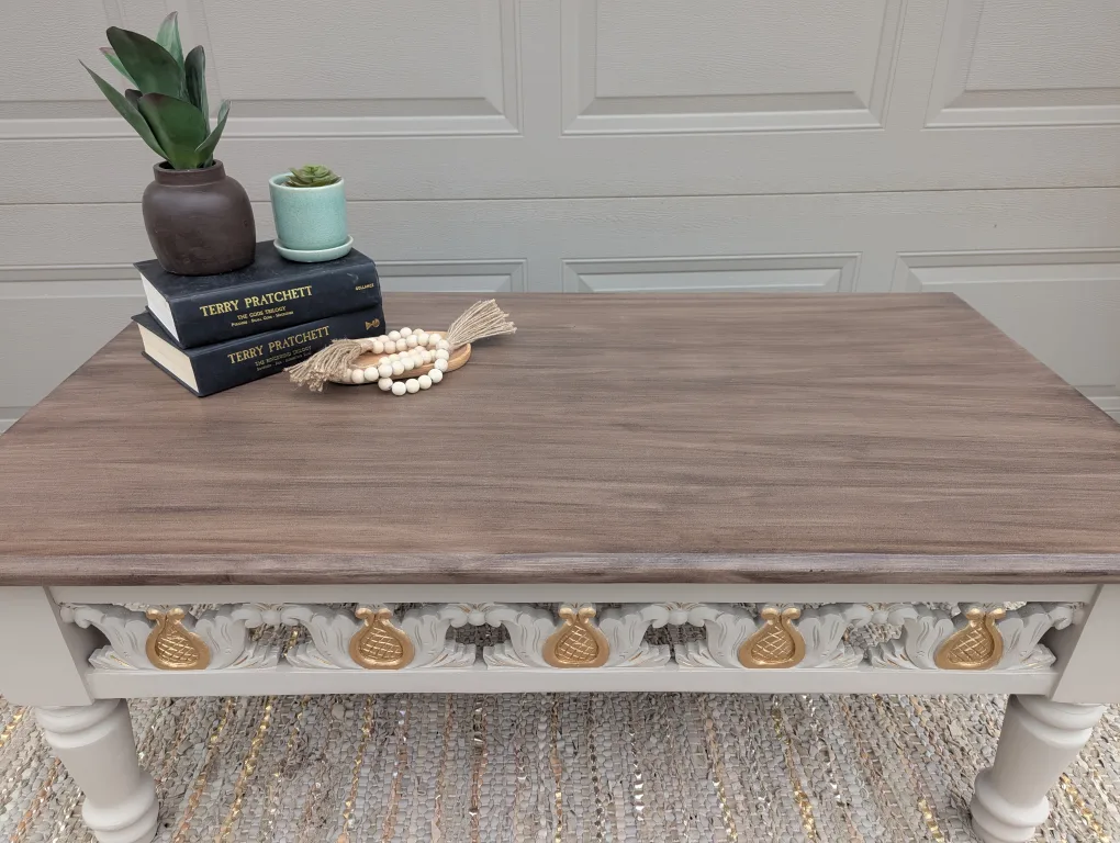 Newly refinished coffee table with carved details image indicator(4)