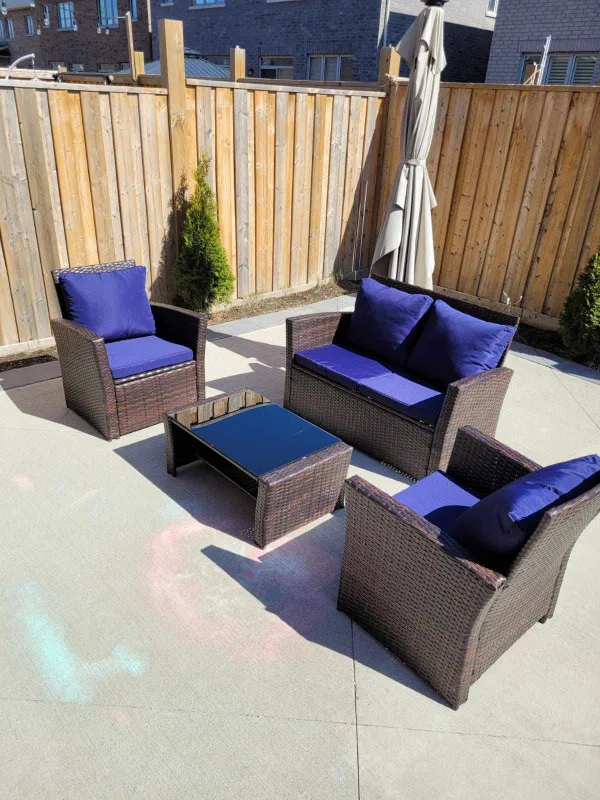 Outdoor Wicker Patio Set - 4 Pieces thumbnail