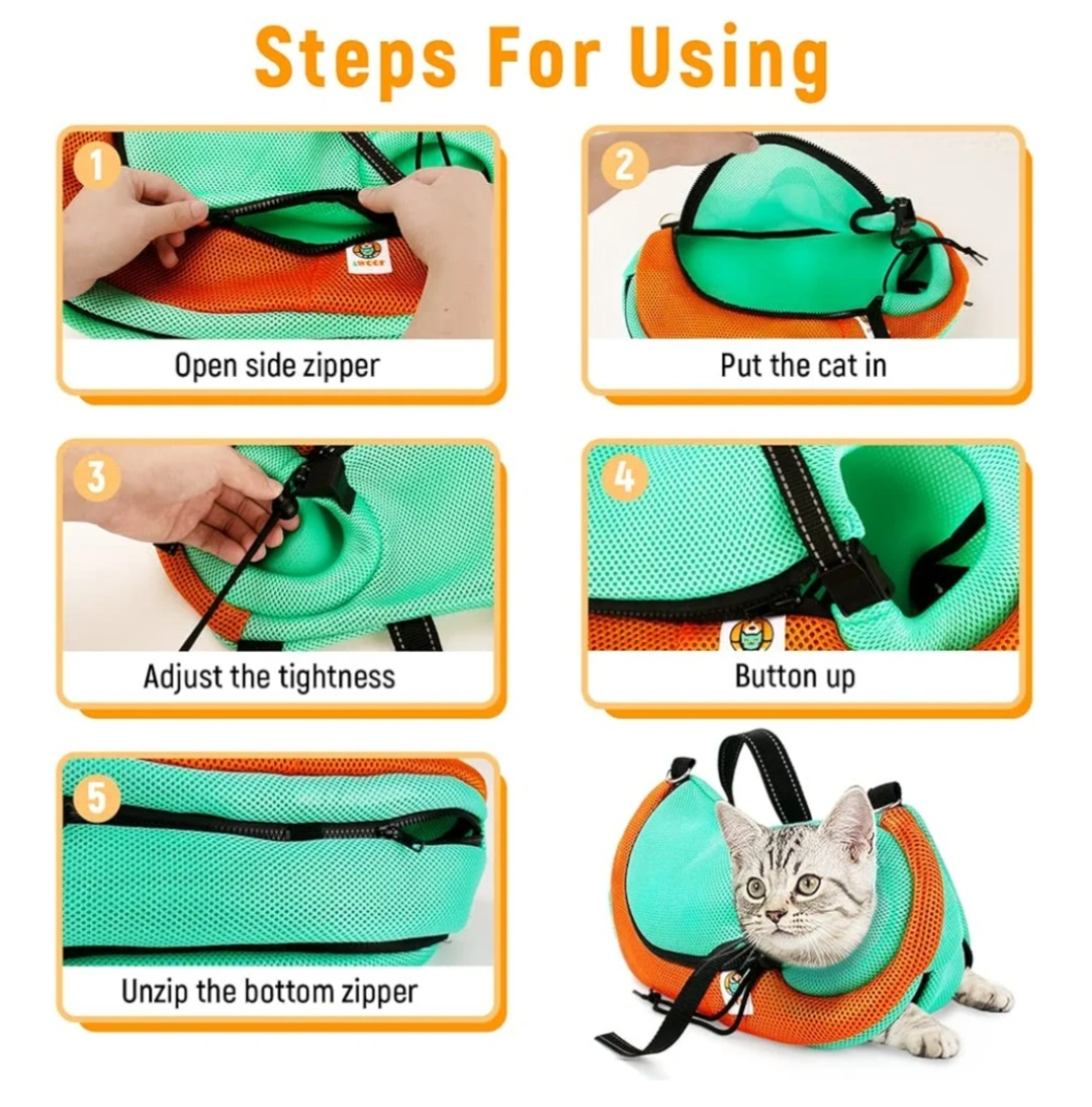 AWOOF Cat Grooming Bag - Mint & Orange - photo 4