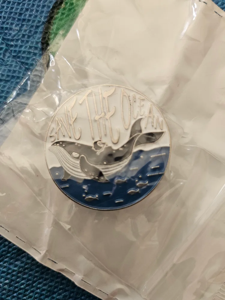 Save the Ocean Whale Enamel Pin - New in Package 🇨🇦 thumbnail