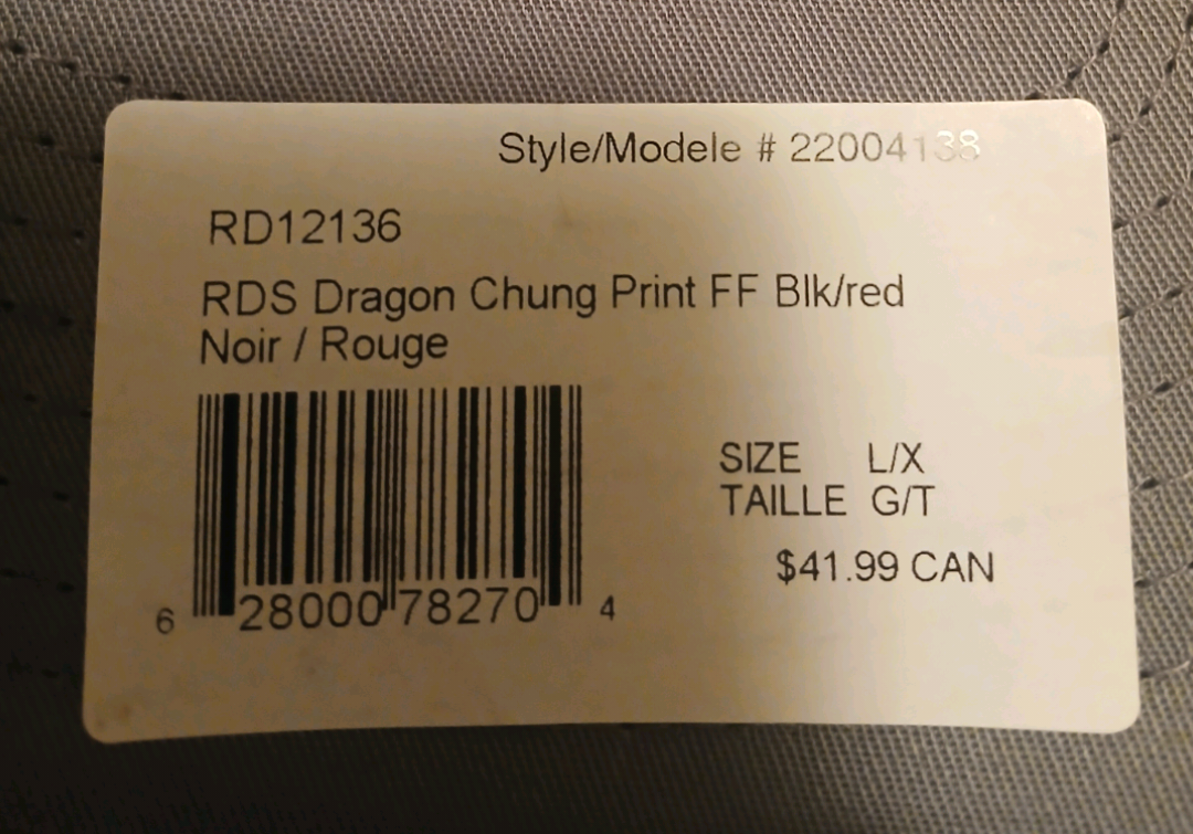 RDS Dragon Chung Print FF Black/Red Hat L/XL