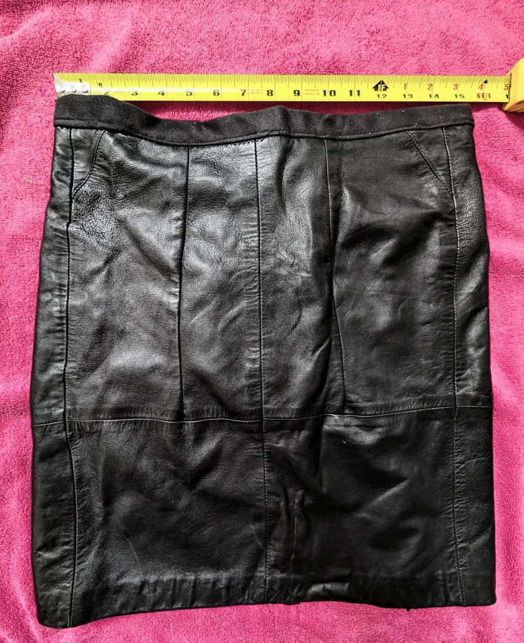 Black Natural Leather Skirt image indicator(4)