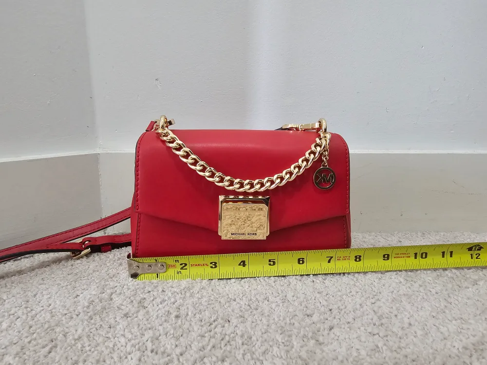 Authentic Michael Kors Red Leather Crossbody Bag image indicator(7)