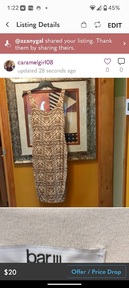 Bar III Tan and Brown Sleeveless Bodycon Midi Dress thumbnail