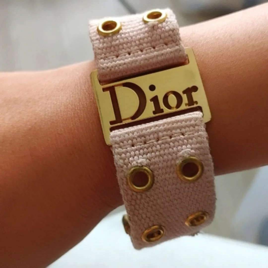 Vintage Dior Pink Canvas & Gold Bracelet image indicator(9)