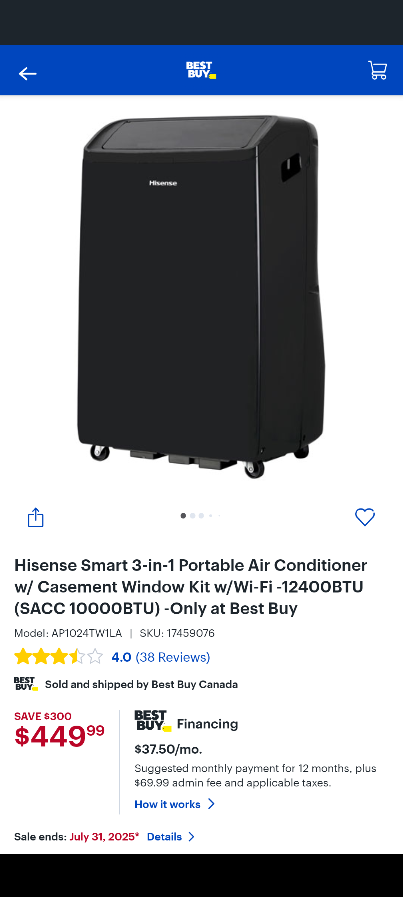 Hisense Portable Air Conditioner - Like New! - photo 4