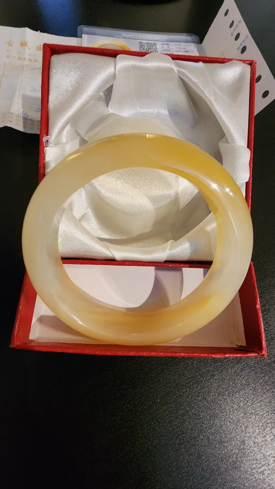 Yellow Dragon Jade Bangle with receipt and certificate. image indicator(2)