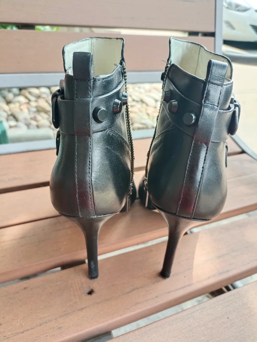 Black Leather Open Toe Ankle Boots (Michael Kors) image indicator(3)