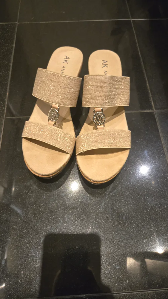 Anne Klein Beige Wedge Sandals thumbnail