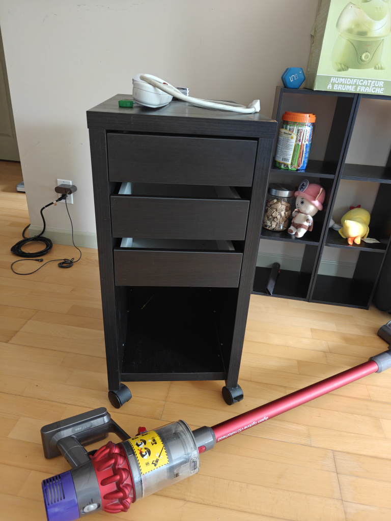 Black Rolling 3-Drawer Unit