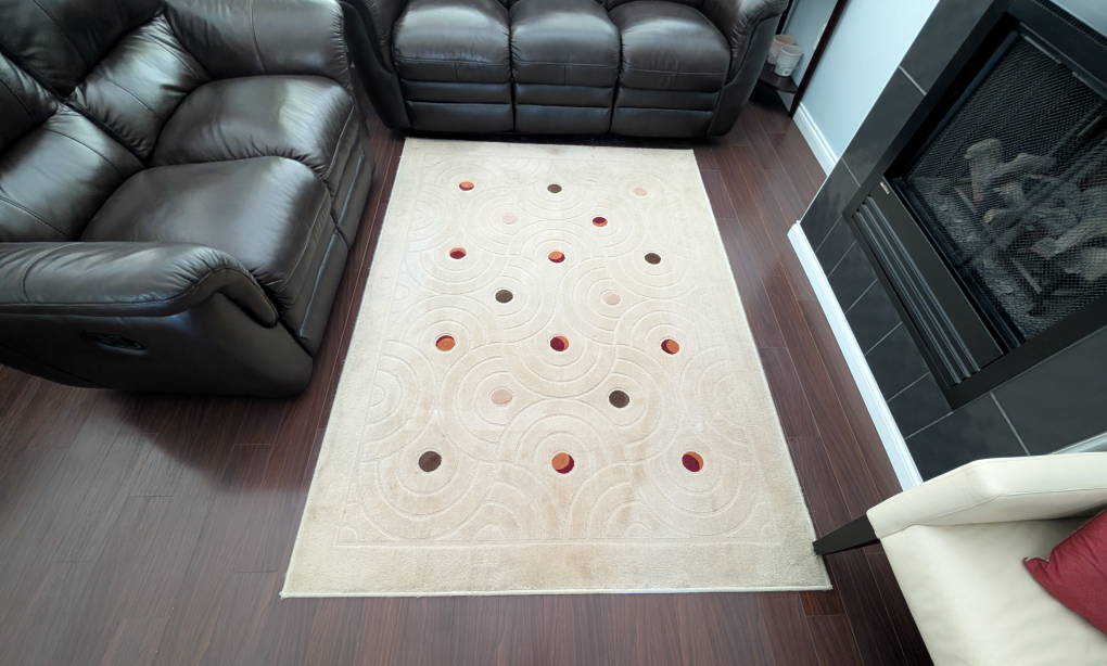 Patterned Area Rug - Beige with Circle Design