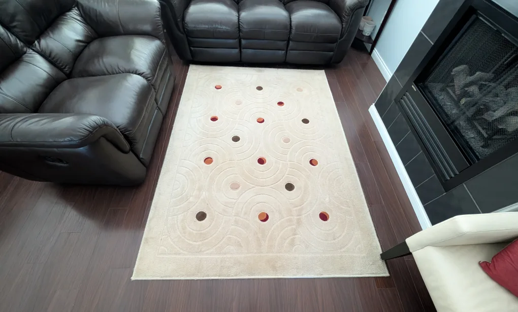 Patterned Area Rug - Beige with Circle Design thumbnail