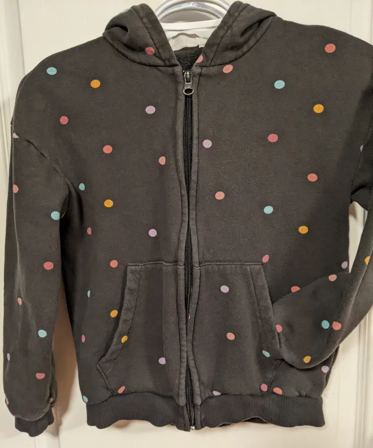 Girls' Black Polka Dot Zip-Up Hoodie thumbnail