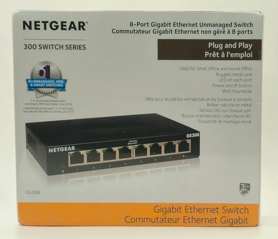 Netgear GS308 8-Port Gigabit Ethernet Switch - New thumbnail