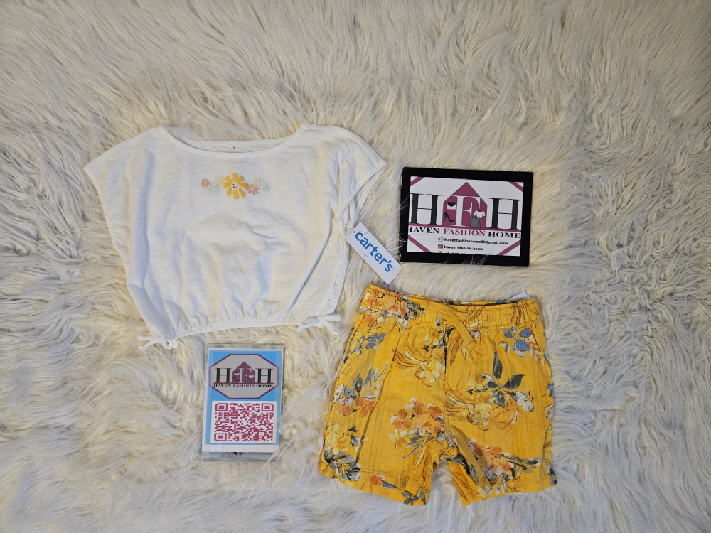 Carter's Kids' Outfit - Top & Floral Shorts Set