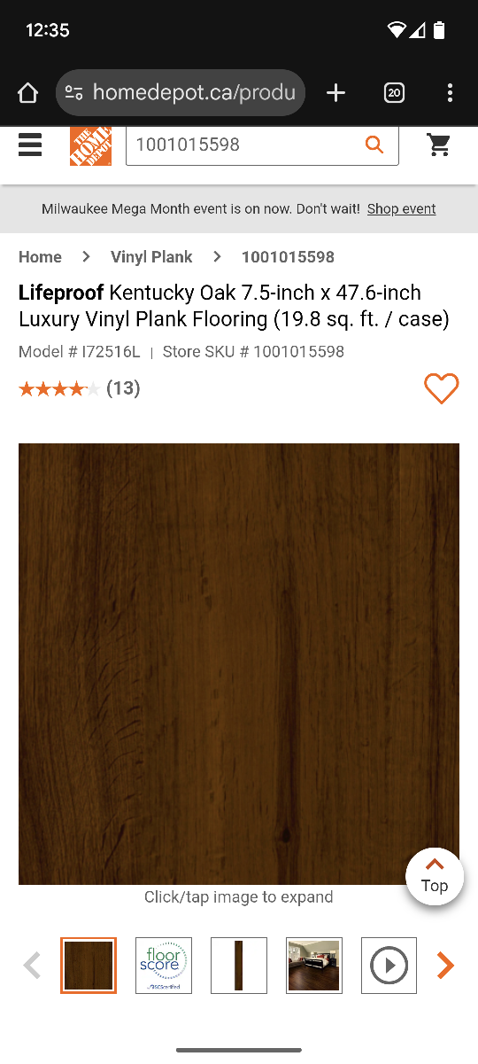 Selling vinyl plank, $35 a box