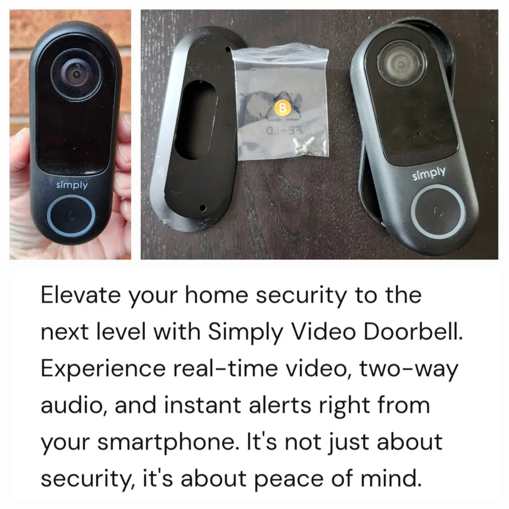 Simply Video Doorbell with flat & angle mounting brackets. thumbnail