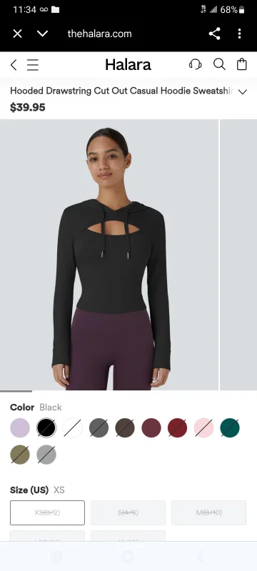 Halara Hooded Cut Out Shirt (S) thumbnail