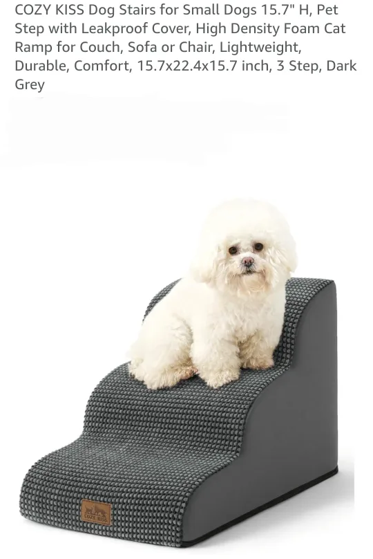 Cozy Kiss Pet Stairs - 3 Step, Dark Grey thumbnail