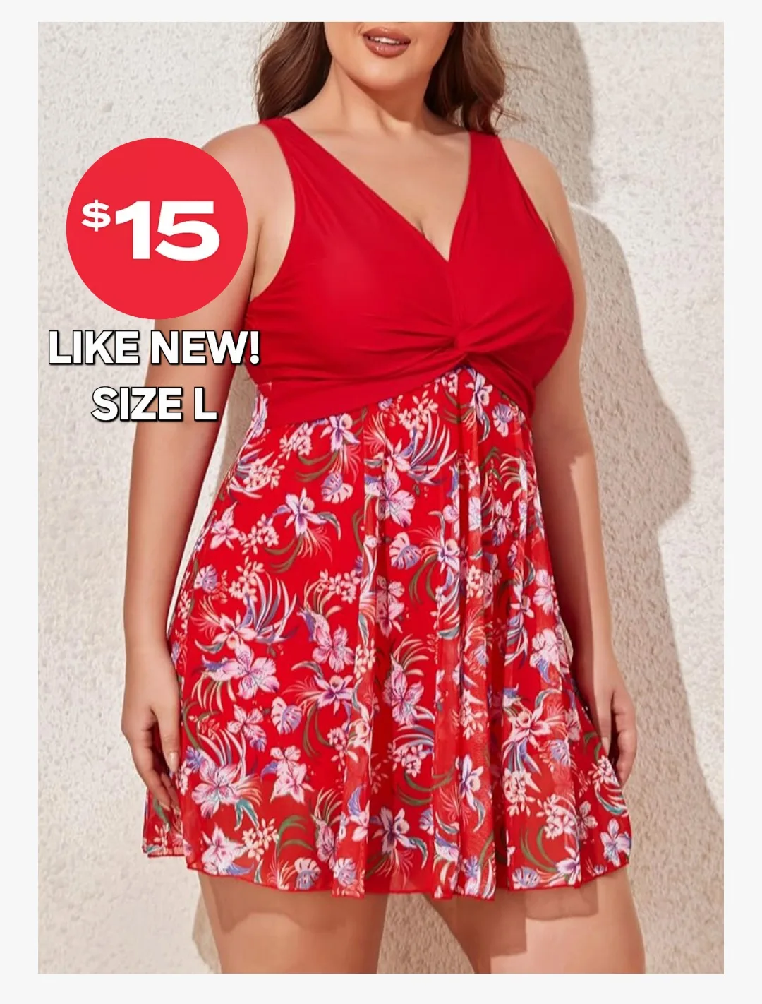 Red Floral Swimdress thumbnail