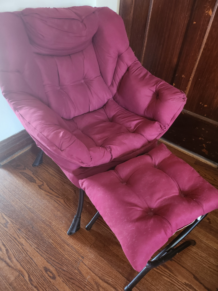 Burgundy Papasan Chair with Ottoman - photo 3