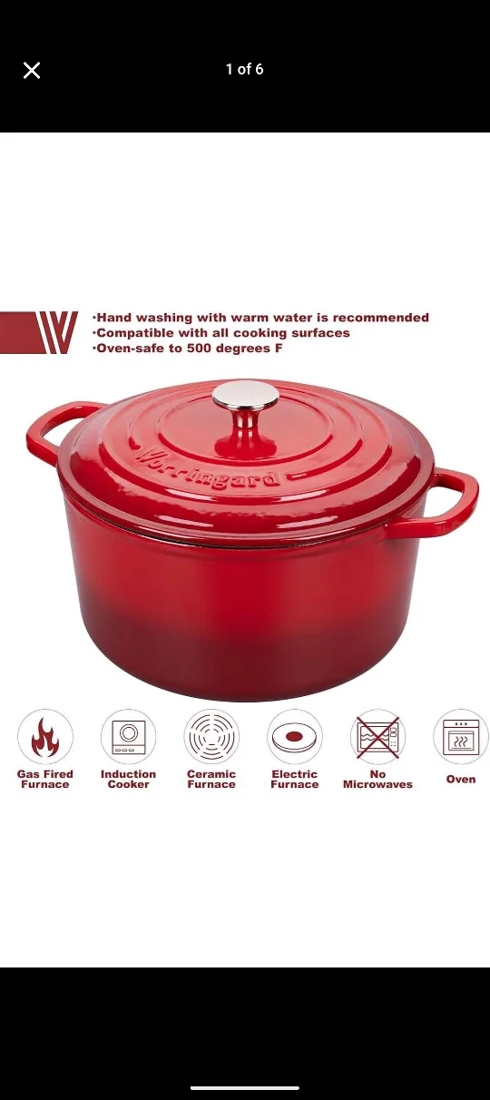 Crockpot Dutch Oven, 6 Qt, Red thumbnail