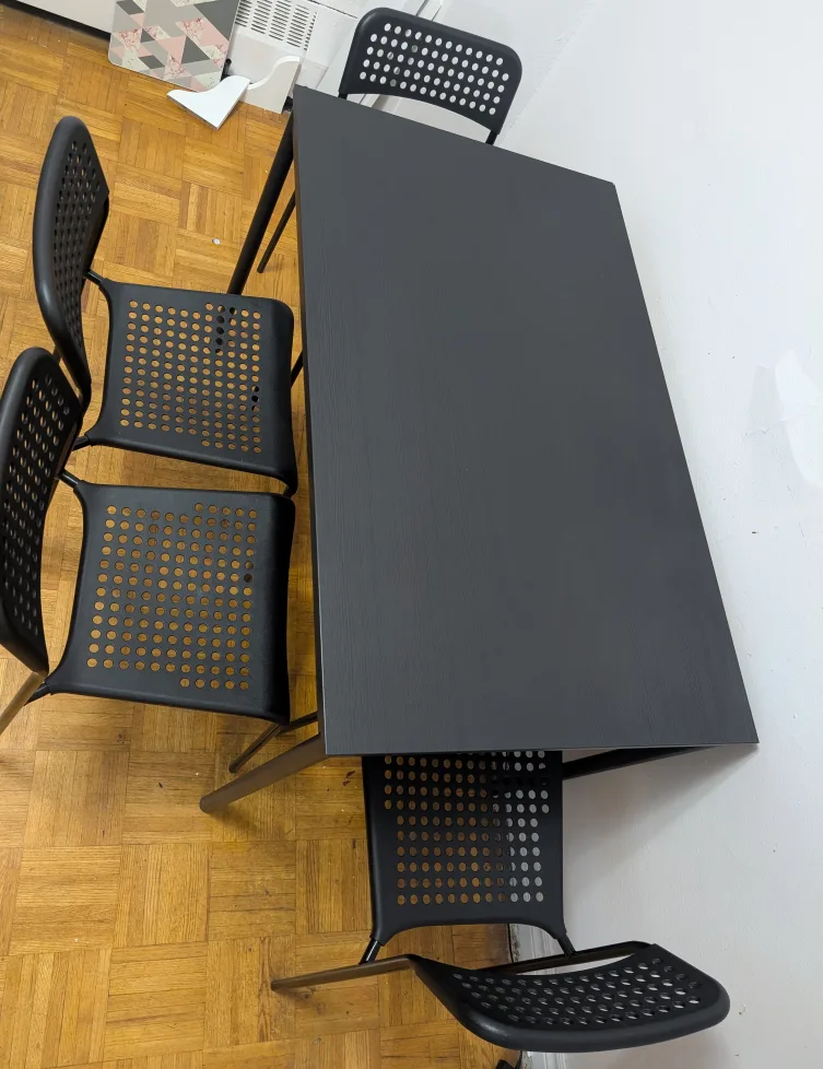 IKEA Lisabo/Teodor Black Table & 4 Chairs image indicator(2)