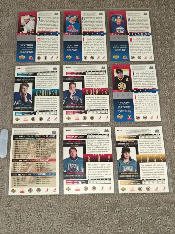 1994-95 McDonalds Upper Deck Hockey Trading Card - 11 Cards - photo 5