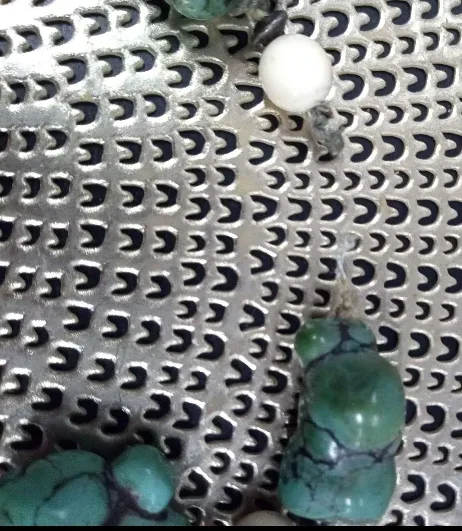 Turquoise & White Stone Beaded Necklace - 32 Inches image indicator(4)