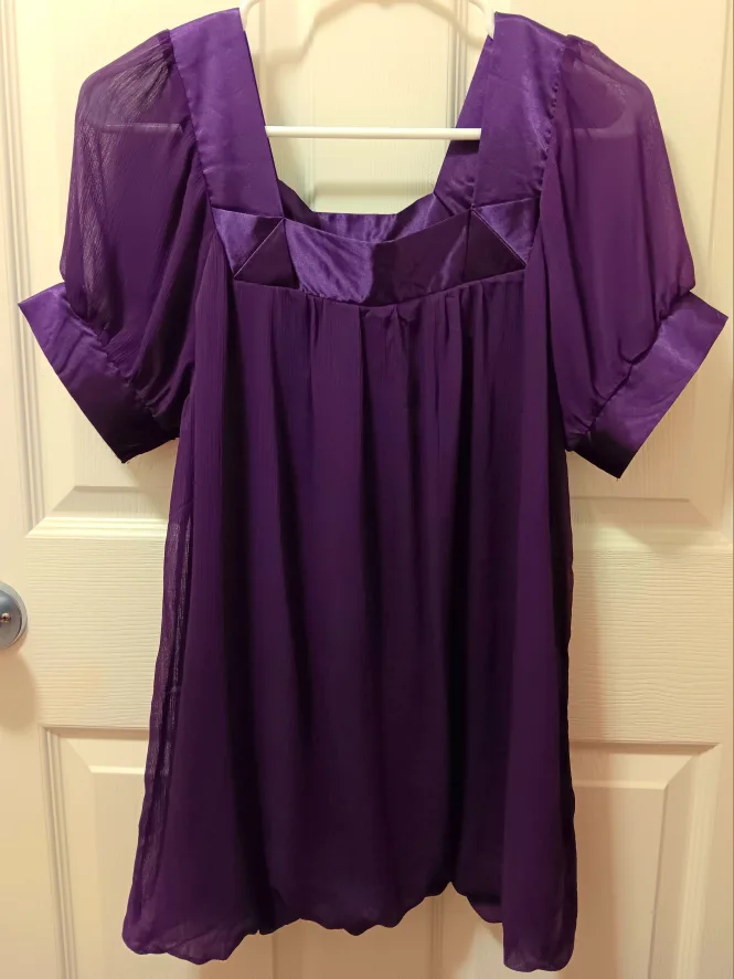 👗Chiffon Purple/Violet Blouse/Dress - Size M👗 thumbnail